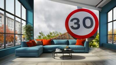 Signal of maximum speed of 30 miles per hour Wall mural