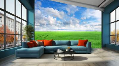 green wheat field Wall mural