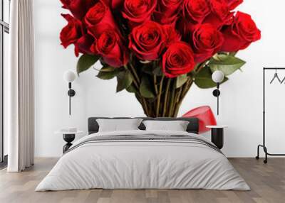 bouquet of red roses, png file of isolated cutout object on transparent background. Wall mural