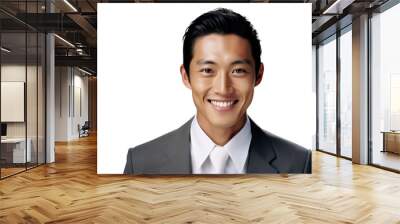 Cheerful Asian Businessman Portrait on Transparent Wall mural