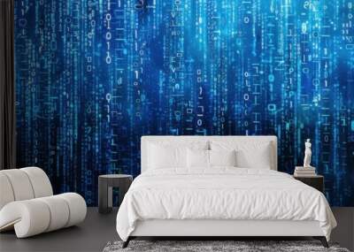 Digital background neural networks with glowing blue patterns Wall mural