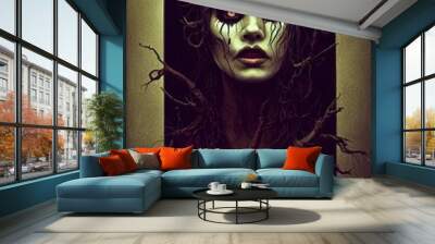 dreadful black marsh banshee with thick roots Wall mural