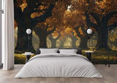 Majestic Autumn Forest at Golden Hour Wall mural