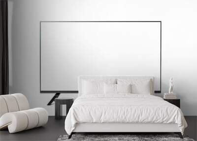 mockup of a large modern black TV, png file of isolated cutout object with shadow on transparent background. Wall mural