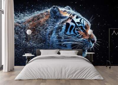 Tiger Shaking Off Water Wall mural