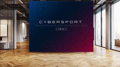 CYBERSPORT banner. Neon colors gradient background with geometric pattern of random squares. Esports abstract background. Design for gaming and cybersport events. Video games. Vector Wall mural