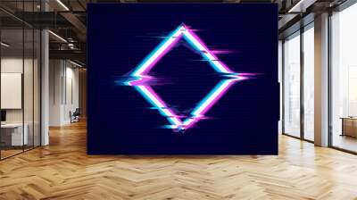 Rhombus  with Glitch effect. Distorted glitch style modern background. Glow design for banner, poster, card, flyer, brochure. Vector illustration. Wall mural