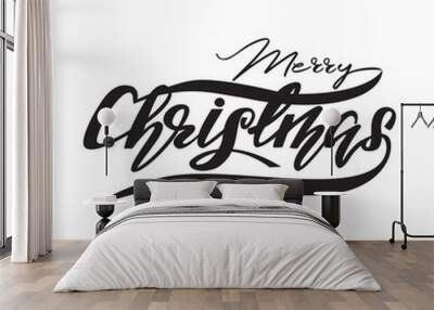 Greeting Card Design with lettering Merry Christmas. Vector illustration. Wall mural