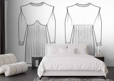 Fashion technical illustration dress Wall mural