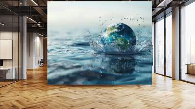 Saving water and world environmental protection concept. Eearth, globe, ecology, nature, planet concepts Wall mural