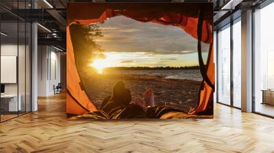 view from the tent at sunset Wall mural