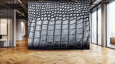 black crocodile skin texture luxury product surface pattern close-up, nobody. Wall mural