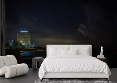 sea City lights shore pier night Wall mural