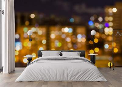 background of defocused lights of the night city Wall mural