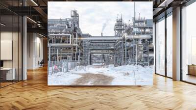 a large, modern petrochemical enterprise in the winter Wall mural