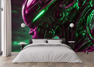 Abstract futuristic dark cyborg background Wall mural