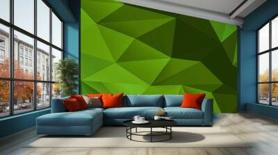 Abstract modern green low poly background Wall mural