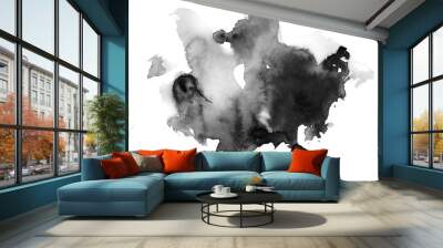 Beautiful black ink blot isolated on white background Wall mural