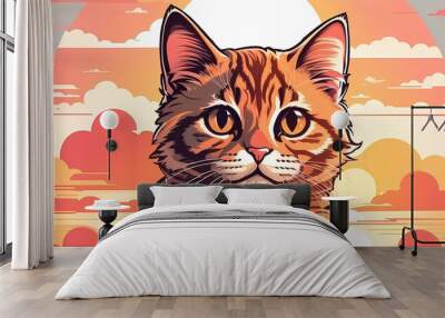 Beautiful cat painting art illustration for banner concept Wall mural