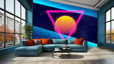 Beautiful colorful 80s retro background Wall mural