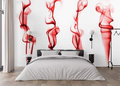 Red smoke brush on white background Wall mural