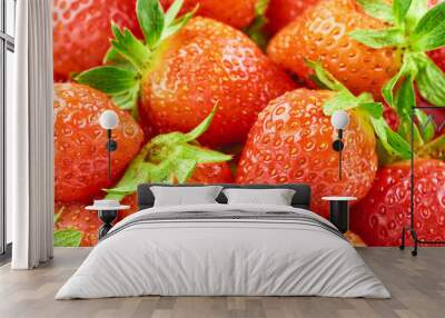 Delicious fresh and sweet strawberry as food background. Healthy food organic nutrition. Wall mural