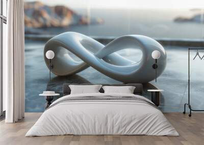 A 3D sign in the shape of infinity. Infinity icon on the background Wall mural