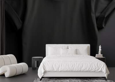 A mock-up of an empty black T-shirt with accessories on the table. lifestyle concept Wall mural