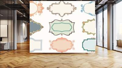 A set of colorful designs in European classic style on an isolated white background. Illustration Wall mural