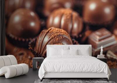 An exquisite chocolate assortment. A set of sweets made of chocolate Wall mural