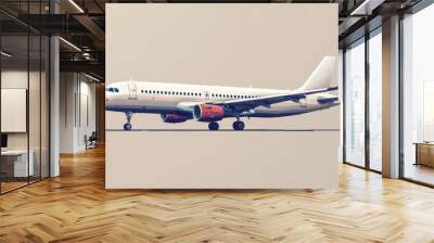 Large passenger airplane on beige isolated background. illustration Wall mural