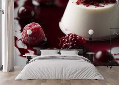 Panna cotta, an Italian dessert on a plate Wall mural