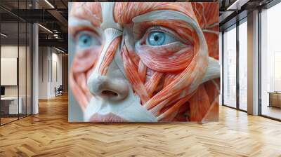 The muscular anatomy of the male face . 3d illustration Wall mural