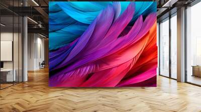 Beautiful colorful feather bird texture background Wall mural