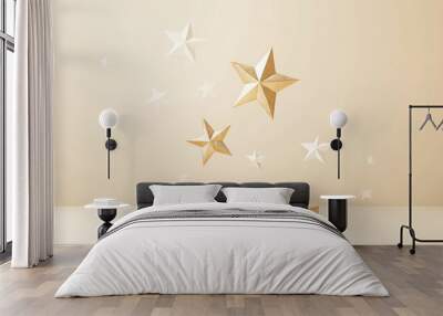 Golden podium displaying with sparkling stars floating Wall mural