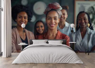 Group of businesswomen smiling in office with arms crossed Wall mural