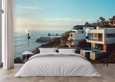 Coastal houses with an ocean view Wall mural