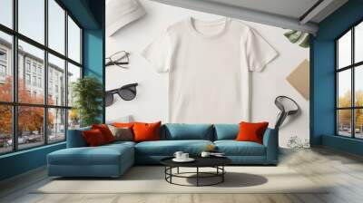 Flat t-shirt mockup Wall mural