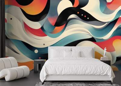 Seamless Abstract Colorful Design, texture, curvy and artistic Illustration pattern Wall mural