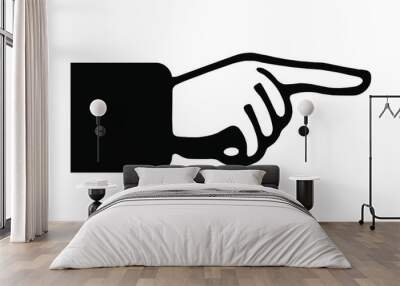 Index finger shows direction, black sign on white background, vector illustration Wall mural