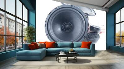 Car audio systems. Component audio system for a car on a white background. Wall mural