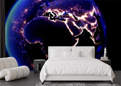 data exchange and communication technology concept, global business network over the Earth, world web satellite connections Wall mural