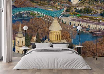 Sioni Cathedral is the main temple of Tbilisi and one of the two main churches of the Georgian Church. Panorama from the mountain Wall mural