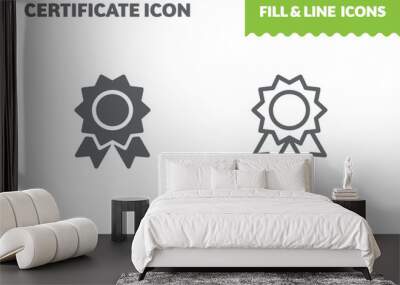 certificate icon, vector. fill and line. flat design. ui icon Wall mural