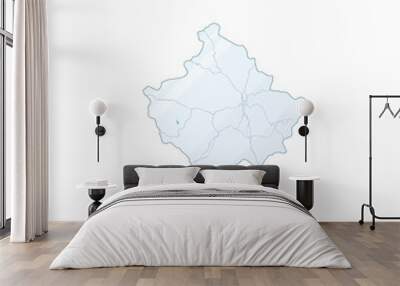 Kosovo - map isolated on white background with water and roads. Vector map. Wall mural