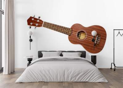 The brown ukulele on the white background Wall mural