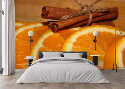 Cinnamon with orange closeup Wall mural