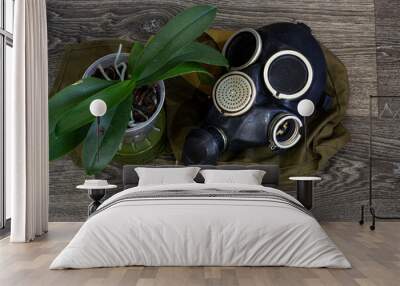 USSR gas mask and plant Wall mural