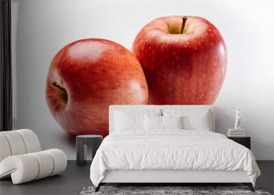 Two big red apples on a white background. Wall mural