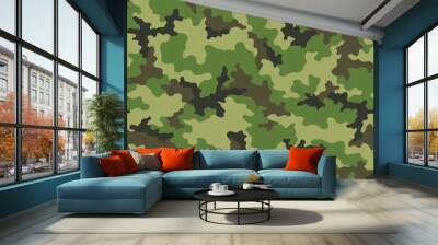 Camouflage seamless pattern. Abstract military camo background for army and hunting textile print. Vector illustration. Wall mural